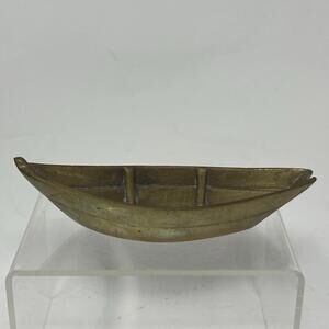 Vintage Brass Dory Boat Canoe Nautical Paperweight Plank Lines Cape Cod 5”